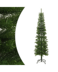 Sapin de Noël artificiel mince avec support 210 cm PE | Mobilier & Déco
