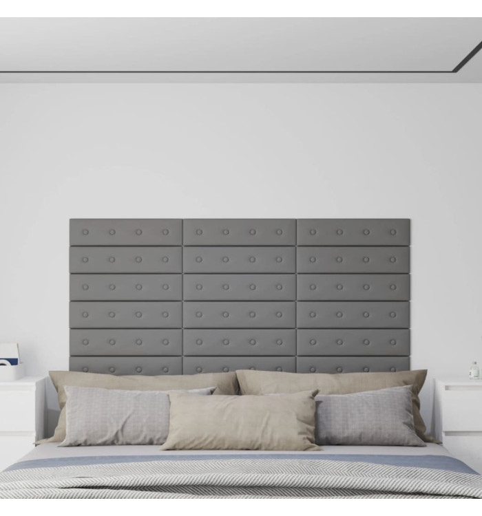 Panneaux muraux 12 pcs Gris 60x15 cm Similicuir 1,08 m² | Mobilier & Déco