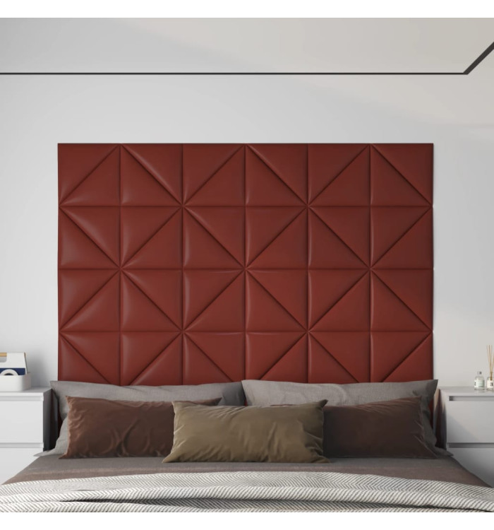 Panneaux muraux 12pcs Rouge bordeaux 30x30 cm Similicuir 0,54m² | Mobilier & Déco