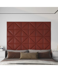 Panneaux muraux 12pcs Rouge bordeaux 30x30 cm Similicuir 0,54m² | Mobilier & Déco