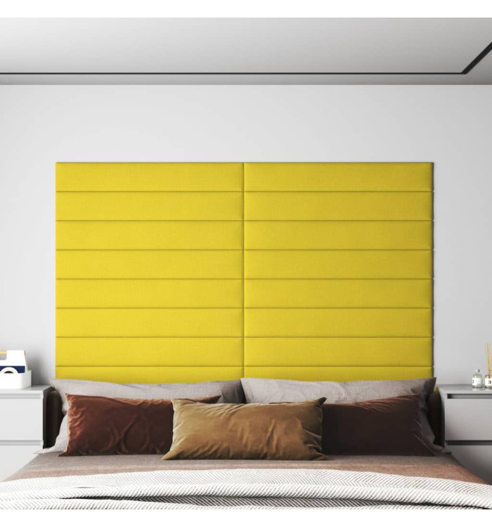 Panneaux muraux 12 pcs Jaune clair 90x15 cm Tissu 1,62 m² | Mobilier & Déco