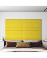 Panneaux muraux 12 pcs Jaune clair 90x15 cm Tissu 1,62 m² | Mobilier & Déco