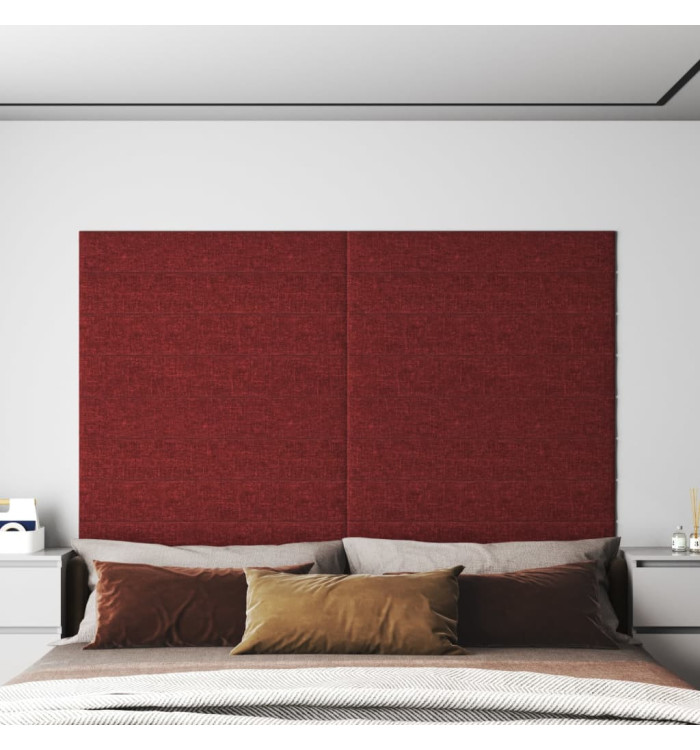 Panneaux muraux 12 pcs Rouge bordeaux 90x15 cm Tissu 1,62 m² | Mobilier & Déco