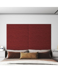 Panneaux muraux 12 pcs Rouge bordeaux 90x15 cm Tissu 1,62 m² | Mobilier & Déco