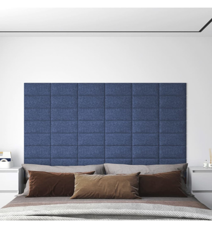 Panneaux muraux 12 pcs Bleu 30x15 cm Tissu 0,54 m² | Mobilier & Déco
