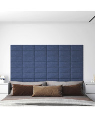 Panneaux muraux 12 pcs Bleu 30x15 cm Tissu 0,54 m² | Mobilier & Déco