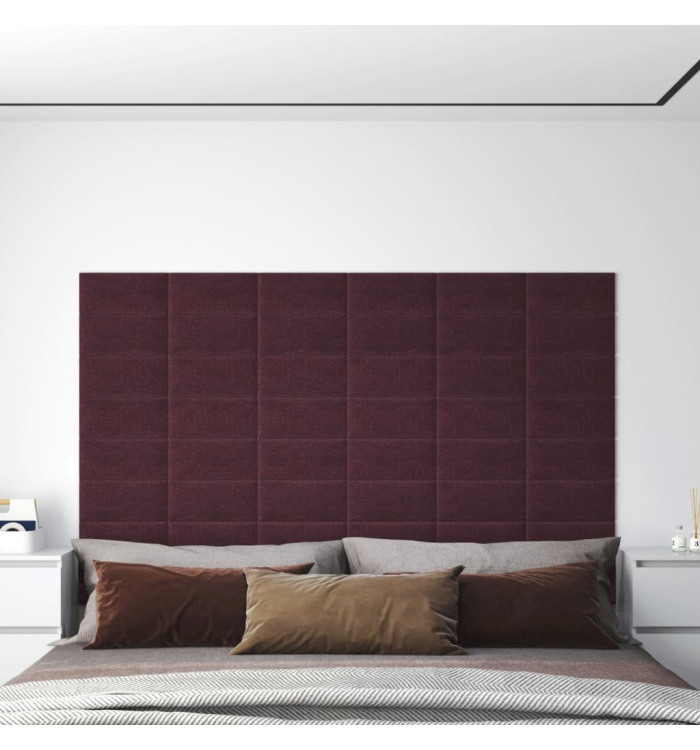 Panneaux muraux 12 pcs Violet 30x15 cm Tissu 0,54 m² | Mobilier & Déco