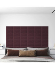 Panneaux muraux 12 pcs Violet 30x15 cm Tissu 0,54 m² | Mobilier & Déco