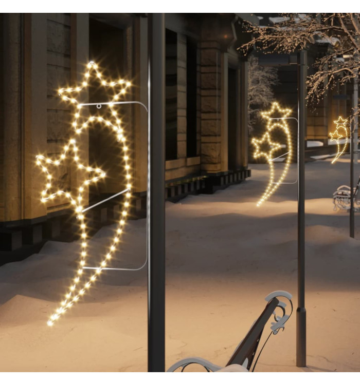 Guirlandes lumineuses en forme d'étoile 2 pcs Blanc chaud | Mobilier & Déco