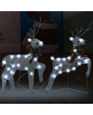 Rennes de Noël 2 pcs Argenté 40 LED | Mobilier & Déco