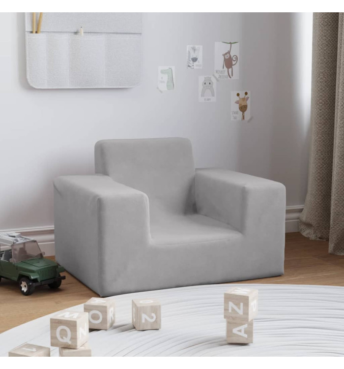 Canapé pour enfants Gris clair Peluche douce | Mobilier & Déco