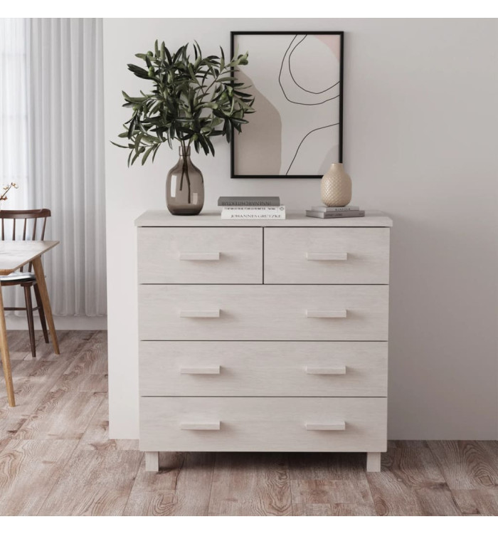 Buffet HAMAR Blanc 79x40x80 cm Bois massif de pin | Mobilier & Déco