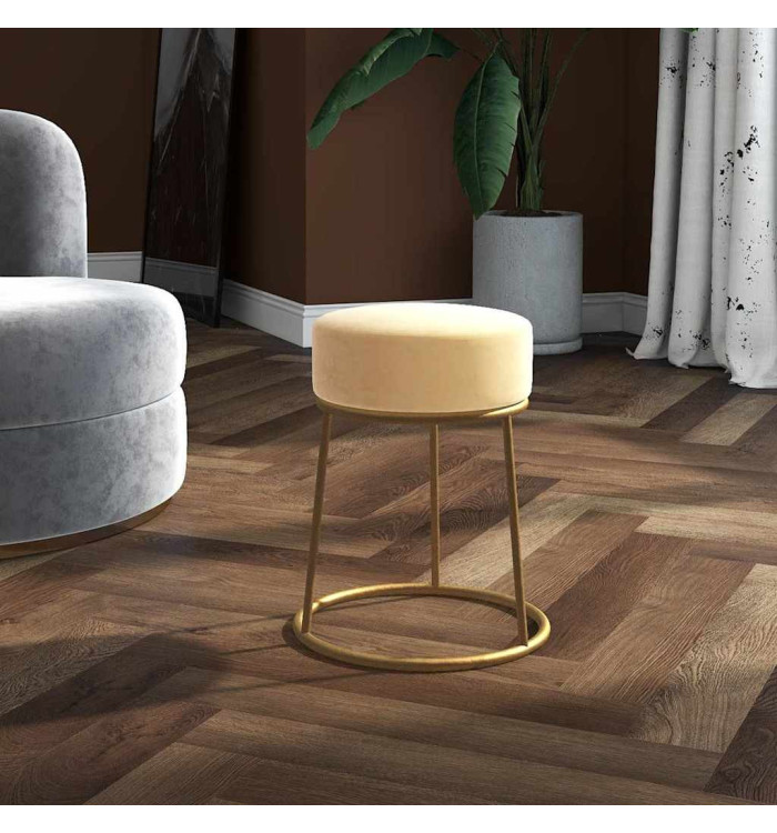 Tabouret rond Abricot Velours | Mobilier & Déco