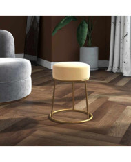 Tabouret rond Abricot Velours | Mobilier & Déco