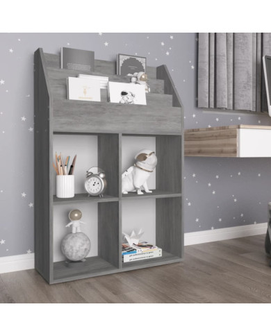 Porte-revue pour enfants Gris béton 71x30x114cm Bois ingénierie | Mobilier & Déco