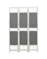 Cloison de séparation 3 panneaux Gris 105x165 cm Tissu | Mobilier & Déco