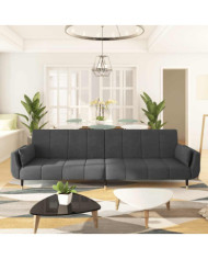 Canapé-lit à 2 places avec deux oreillers Gris foncé Velours | Mobilier & Déco
