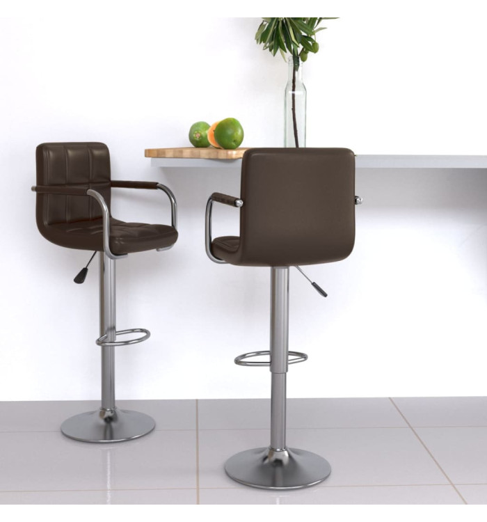 Tabourets de bar lot de 2 marron similicuir | Mobilier & Déco