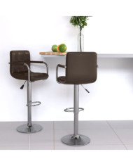 Tabourets de bar lot de 2 marron similicuir | Mobilier & Déco