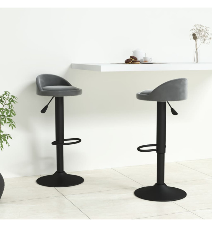 Tabourets de bar lot de 2 gris foncé velours | Mobilier & Déco