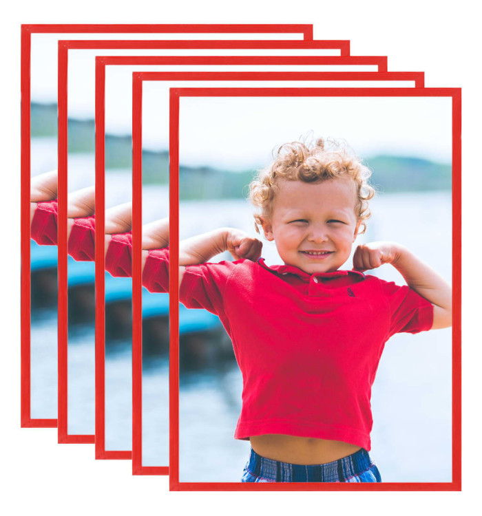Collage de cadres photo 5 pcs au mur table Rouge 70x90 cm MDF | Mobilier & Déco