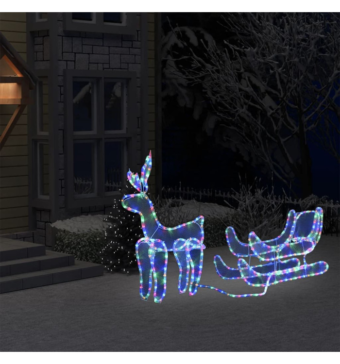 Cordon lumineux de Noël Renne et traîneau avec maille 432 LED | Mobilier & Déco
