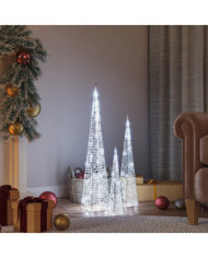 Jeu de cônes lumineux à LED Acrylique Blanc froid 30/45/60 cm | Mobilier & Déco