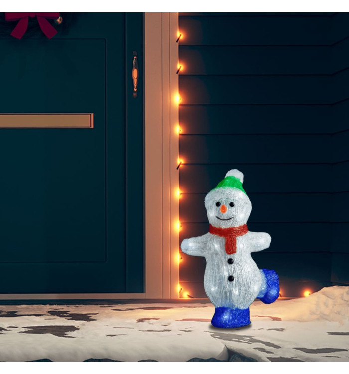Silhouette de bonhomme de neige de Noël LED Acrylique 30 cm | Mobilier & Déco