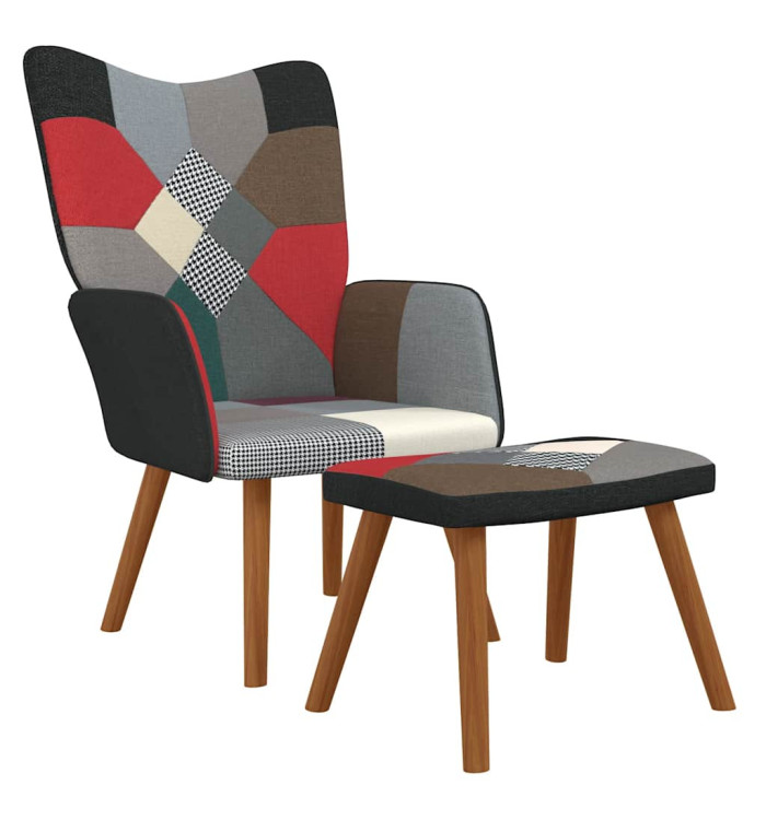 Chaise de relaxation avec repose-pied Patchwork Tissu | Mobilier & Déco