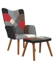 Chaise de relaxation avec repose-pied Patchwork Tissu | Mobilier & Déco