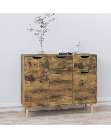 Buffet chêne fumé 90x30x72 cm bois d'ingénierie | Mobilier & Déco