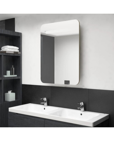 Armoire de salle de bain à miroir LED chêne 60x11x80 cm | Mobilier & Déco