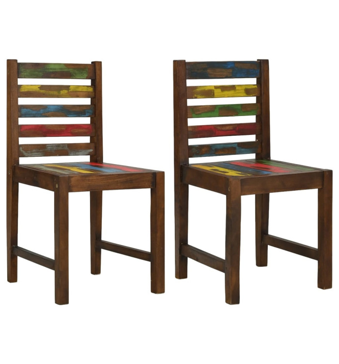 Chaises à manger lot de 2 bois de récupération solide | Mobilier & Déco