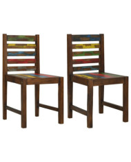 Chaises à manger lot de 2 bois de récupération solide | Mobilier & Déco