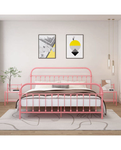 Tables de chevet 2 pcs Rose et transparent Métal et verre | Mobilier & Déco