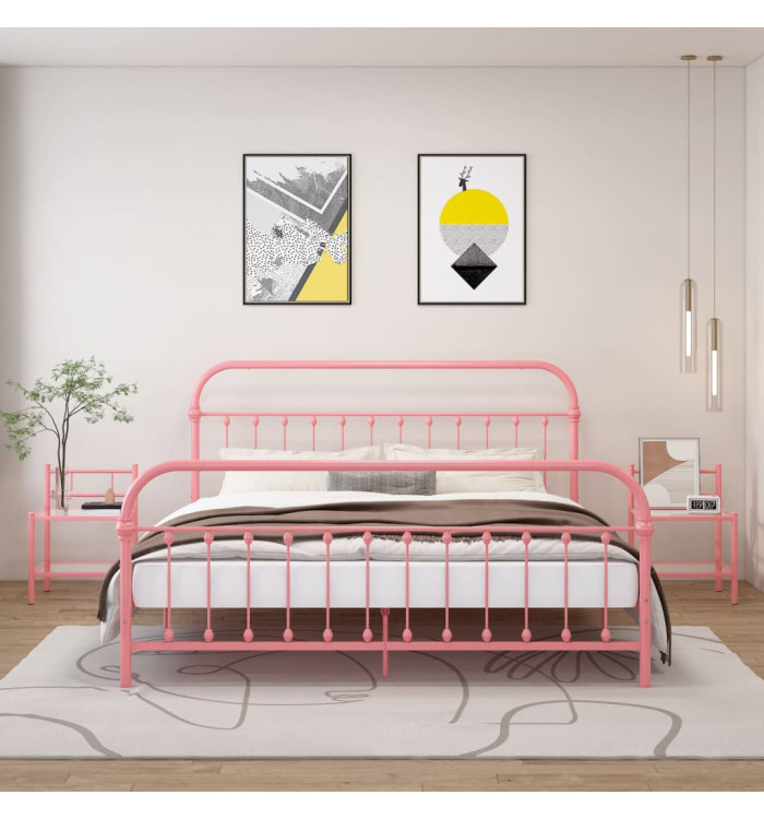Tables de chevet 2 pcs Rose et transparent Métal et verre | Mobilier & Déco