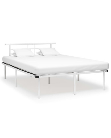 Cadre de lit sans matelas blanc métal 140x200 cm | Mobilier & Déco