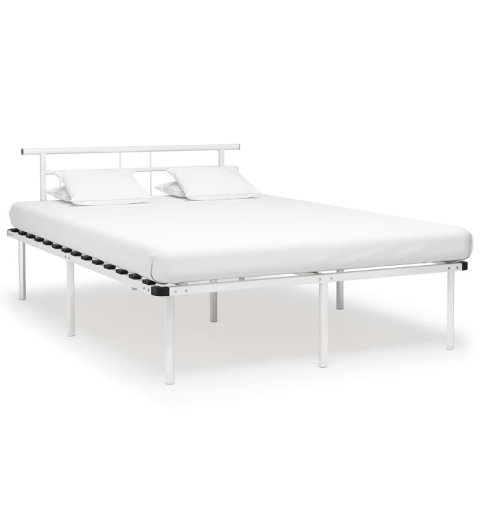 Cadre de lit sans matelas blanc métal 140x200 cm | Mobilier & Déco