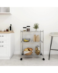Étagère de rangement 3 niveaux et roues 60x35x81cm chrome 150kg | Mobilier & Déco