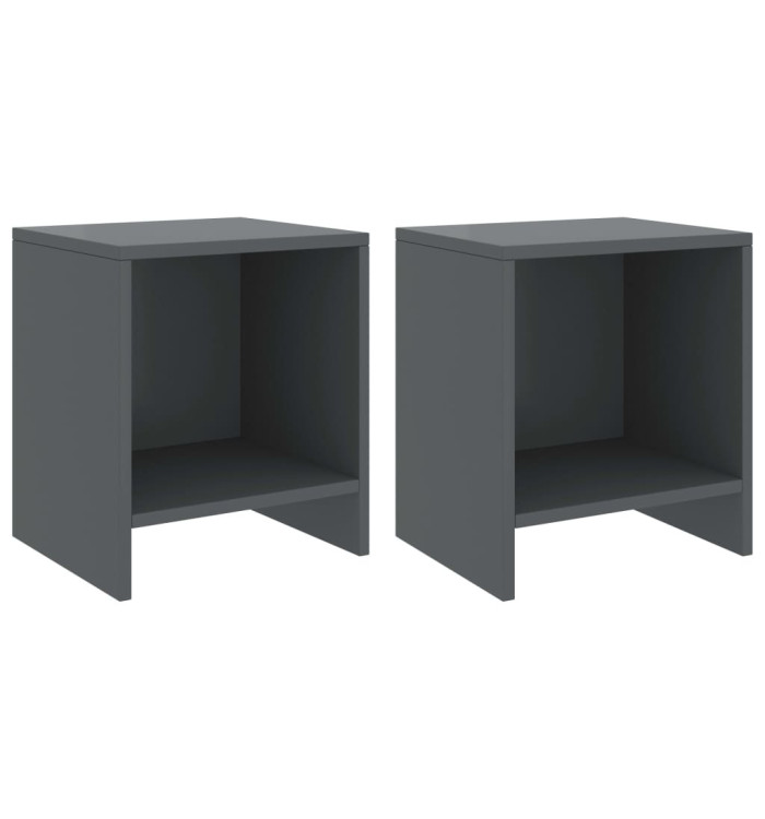 Tables de chevet 2 pcs Gris foncé 35x30x40cm Bois de pin massif | Mobilier & Déco