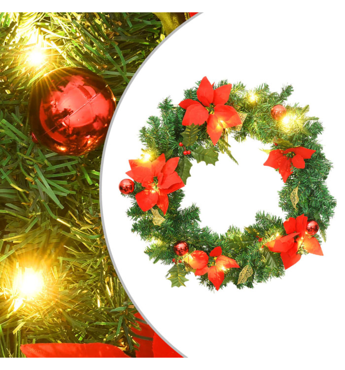 Couronne de Noël avec lumières LED vert 60 cm PVC | Mobilier & Déco