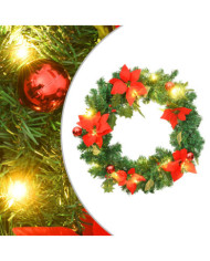 Couronne de Noël avec lumières LED vert 60 cm PVC | Mobilier & Déco