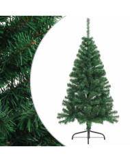 Sapin de Noël artificiel moitié avec support vert 150 cm PVC | Mobilier & Déco