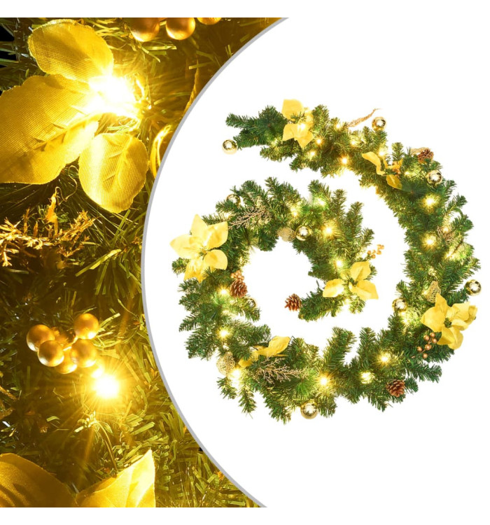 Guirlande de Noël avec lumières LED Vert 2,7 m PVC | Mobilier & Déco