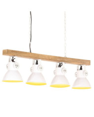 Plafonnier industriel Blanc E27 Bois de manguier | Mobilier & Déco