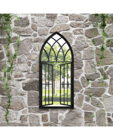Miroir de jardin Noir 100x45 cm Fer pour utilisation extérieure | Mobilier & Déco