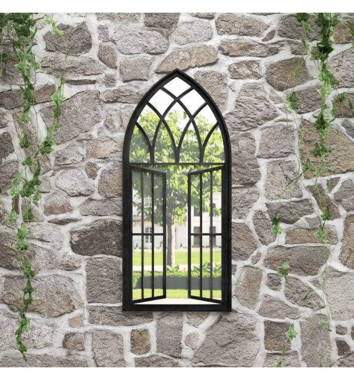 Miroir de jardin Noir 100x45 cm Fer pour utilisation extérieure | Mobilier & Déco