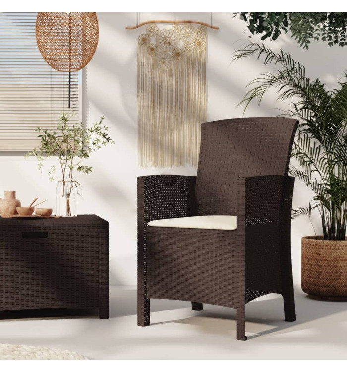 Chaise de jardin avec coussin Rotin PP Marron | Mobilier & Déco