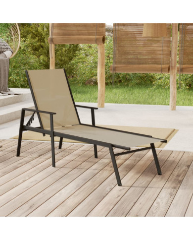 Chaise longue acier et tissu textilène crème | Mobilier & Déco