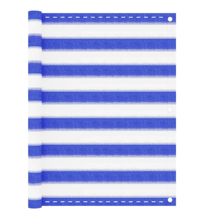 Écran de balcon Bleu et blanc 90x400 cm PEHD | Mobilier & Déco